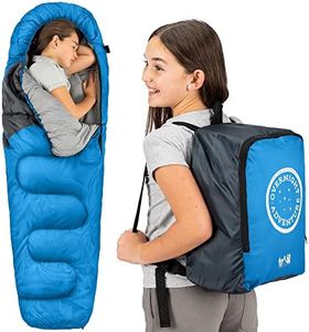 Trail Saco de Dormir Niños Overnight Adventure Estilo Momia – Saco de Dormir Ligero para 3 Estaciones 300gsm – Saco de Dormir Niño o Niña con Bolsa Mochila - Azul