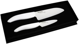 Kyocera FK-2PC-withwith Advanced Ceramic Revolution Series 3" Paring and 5-1/2" Santoku Knife Set, White