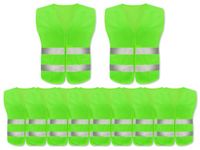 Anlising 10PCS High Visibility Safety Vests,Hi Vis Safety Vests with 2 Reflective Stripes,Night Workwear Reflective Vest,Reflective Jackets Waistcoat,for Running,Biking,Surveyor and Traffic Work