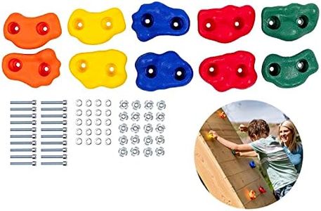 Squirrel Products 10 Large Assorted Rock Climbing Holds with Mounting Hardware - DIY Rock Wall - Ages 3+