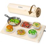 Food Warming Mat for Buffet - XGOBHC Electric Warming Tray with 3 Level Temperature, Fast Heating Silicone Electric Warming Tray to Keep Food Warm, Roll-Up Storage, Auto Shut-Off, Beige