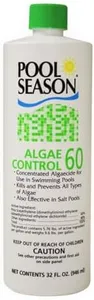 Pool Season Algaecide 60 | Polyquat 60 Non-Foaming Swimming Pool Algaecide | Pro-Grade Algae Killer & Preventative for Green, Black & Mustard Algae | Safe for Chlorine & Saltwater Pools – 1 Quart