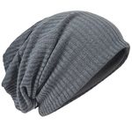 HISSHE Oversized Men Knit Beanie Hat Baggy Slouchy Double-Layer Skull Cap B011s (Grey)