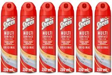 Mr Sheen Multi Surface Polish Spray, for Use on Wood, Plastic, Glass and Metal, Scent: Original, 250ml, Pack of 6