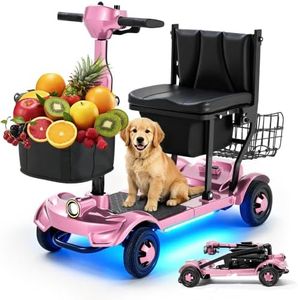 MS01F Lightweight Half-Fold Mobility Scooter for Seniors & Adults, 12/24Miles Options, 41 lbs Ultra-Light, 55" Turning Radius, LED Lights, 300lbs Capacity, Pet-Friendly Open Footboard & Triple Storage