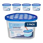 CUQOO Disposable Dehumidifier for Home 500ml, Pack of 5 Moisture Absorber Dehumidifiers for Damp, Mould, Kitchen, Wardrobe, Bedroom, Caravan, Office, Garage, Bathroom - Mini Condensation Absorbers