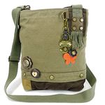 CHALA Patch Cross-Body Women Handbag, Canvas Messenger Bag Olive, Metal Fox - Olive