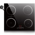 Induction Hob 60cm, Nefaracy 4 Zone Electric Hob 2800W, Built-in Induction Cooker with Extended Zone, Pause & Timer, Safety Lock, 220V Plug in