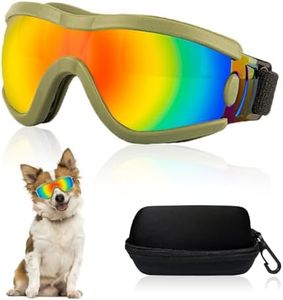 Mitubati Dog Goggles Small Breed Dog Sunglasses with Adjustable for UV Protection Eyewear Doggy Doggie Puppy Glasses Anti-Fog Wind Dust Snowproof (Green Frame Red Lens)