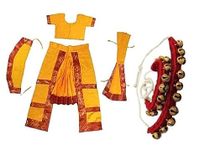 MODERNAZ Yellow Bharatnatyam dress for girls with 1 line ghungroo | classical dance bharatnatyam costume for kid girls for fancy dress (Adults)