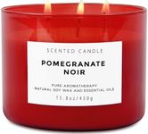 Pomegranate Noir Vanilla 3 Wick Candle | Highly Scented Natural Soy Candle 15.8 oz | Aromatherapy Stress Relief Candle Long Lasting & Clean Burn | Luxury Relaxing Gift for Home, Women & Men