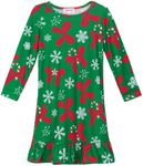 JESKIDS Girls Nightgowns Long Sleeve Christmas Pajamas Dress Red Bowknot, 10-11 Years
