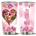 WONWIX Personalized Valentine Gifts for Her Vegan Wife Daughter Mom Women Christmas Birthday Mothers Day Travel Water Bottle with Lid Insulated Stainless Steel Coffee Cup Mug Thermos Tumbler 20oz