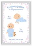 Twin Baby Boy Card – Newborn Twins - New Baby Boys Congrats – Congratulations on Birth of Gorgeous Brothers - Quality Greeting Good Wishes - Blank Inside to Write Your own Special Message