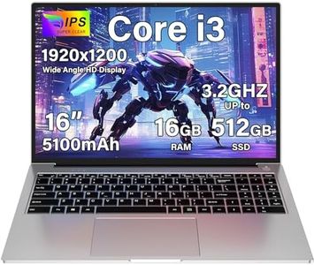 Ordenador Portátil 16 Pulgadas Win11 16+512GB SSD Soporte 1TB SSD Expansión Portátil gaming Core i3 (hasta 3,2 GHz) 2.4G+5G WiFi Bluetooth , 4.2 USB HDMI Pantalla ultra HD 1920x1200 FHD 2K- Silver