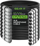 GearIT XLR to XLR Microphone Cable (3 Feet, 10-Pack) XLR Male to Female Mic Cable 3-Pin Balanced Shielded XLR Cable for Mic Mixer, Recording Studio, Podcast - Black, 3ft, 10 Pack