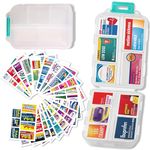 DIY Pocket Pharmacy with Medicine Labels Travel Daily Pill Container Mini Medication Organizer Storage Pill Organizer Travel Essentials Pill Case 7 Day Pill Organizer(White & 146 Lables)