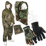 Fishing Camo Waterproofs With Snood & Neoprene Gloves Folding Fingers NGT Waterproofs Suits in Small Medium Large & Extra Large (X Large Waterproofs)