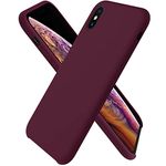 ORNARTO Liquid Silicone Case for iPhone Xs, for iPhone X Slim Liquid Silicone Soft Gel Rubber Case Cover for iPhone Xs(2018) 5.8 inch-WineRed