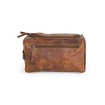 RusticVintage Travel Hanging Toiletry Bag for Women and Men, 100% Leather Toiletries Organizer, Water-Resistant Bathroom Shaving Kit for Cosmetics, Makeup Case (Medium, Brown)