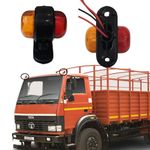 APSMOTIV 24V Led Outline Marker Light Set Top marker clearance light Suitable for Tata DLT, Leyland, Bharat Benz, Canter Trucks and Trailers and Other Universal Application (Red - Amber)