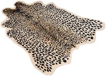 Leopard Print Rug, Artificial Leather Pattern Carpet Imitation Faux Plush Carpet Rug Home Bedroom Hardwood Floors 100 x 94cm /39.4 x 37.4in