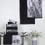 Superior Cotton 10 Piece Assorted Solid and Marble Towel Set, Includes 2 Bath, 4 Hand, 4 Washcloths/Face Towels, Soft, Absorbent, Decorative Bathroom Accessories, Home Essentials, Black