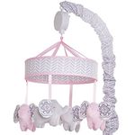 Wendy Bellissimo Baby Mobile Crib Mobile Musical Mobile - Elephant Mobile from the Elodie Collection in Pink and Grey