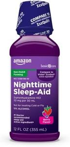 Amazon Basic Care Night Time Sleep-Aid Liquid for Adults, Diphenhydramine HCl 50 mg, Mixed Berry Flavor, Packaging May Vary, 12 fl oz (Pack of 1)