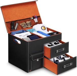 YOREPEK Premium Golf Trunk Organizer, Golf Gifts for Men Golfers, Large Capacity Car Storage Box with 2 Drawers for Shoes, Waterproof Car Trunk Locker for Balls, Tees, Clothes, Gloves, Accessories