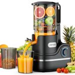 AIRMSEN Juicer Machines, 147MM Wide Chute Cold Press Juicer for Whole Fruit and Vegetable, 2.1L Auto-Feed Time-Saver, 7+1-Stage New Upgraded Auger Slow Masticating High Yield, Easy to Clean Black