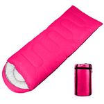 Sleeping Bags, 4 Seasons Sleeping Bag with Zippered Holes for Arms and Feet, Warm Cold Weather Lightweight Waterproof Sleeping Bags for Kids Adults Backpacking Camping Hiking Travel (Pink)