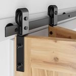 SMARTSTANDARD 2.3ft/28'' Bi-Folding Sliding Barn Door Hardware Kit, Bifold Barn Door Hardware Heavy Duty Sturdy Side Mounted for 2 Doors -Smoothly and Quietly-Easy to Install, Fit 24'' Door, No Doors