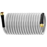 SPECILITE Garden Hose 50FT, Metal Water Hose Flexible and Lightweight, Heavy Duty 304 Stainless Steel with Male to Female Brass Fittings for Reel, Yard, Outdoor, Boat