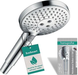 hansgrohe Raindance Select S - wassersparender Duschkopf 9 l/min (EcoSmart), Handbrause mit 3 Strahlarten, runde Duschbrause (⌀ 120 mm), Sparduschkopf mit Antikalk-Funktion, Chrom