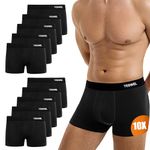 YESWEL Mens Boxers 10 Pack, Cotton Retro Boxer Shorts, Breathable Underwear Briefs, No Itchy Labels Underpants Black (L)