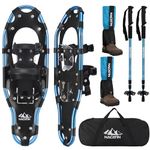 NACATIN Snowshoes for Women Men Youth Kids, 4-in-1 Lightweight Aluminum Alloy Snow Shoes with Waterproof Snow Leg Gaiters, Trekking Poles ＆ Carrying Tote Bag(Blue, 25 inches)