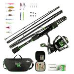 AMUNDSON - Trek Rod & Reel - IM6 Graphite Carbon Rod - Fishing set for camping, hiking & kayaking - Suitable for fresh and salt water & all seasons - For beginners & anglers