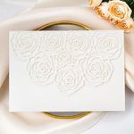 Rodvanvo 20 Pcs Laser Cut Wedding Invitations Card Pocket with Envelope for Birthday Party Baby or Bride Shower Invite suitable for 5 * 7 Inches Insert Paper (Ivory)