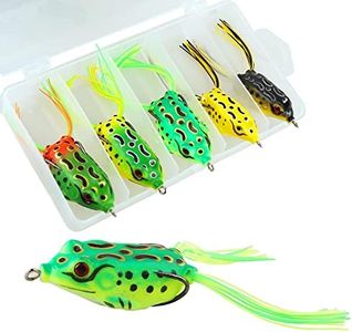 5Pcs Topwater Frog Lures Sets with Bait Box, Frog Lure Ray Frog Topwater Fishing Crankbait Lures, Frog Artificial Soft Bait for Bass Snakehead, Weedless Freshwater Soft Simulated Frog Bait