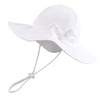 BAVST Baby Sun Hat Girls Floppy Bucket Hat Summer Toddler Outdoor Cap for Swim Beach (White, 50cm)