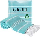 Cacala 100% Turkish Cotton Kitchen Tea Towels, Highly Absorbent Luxury Soft Quick Drying Dish Towel with Hanging Loop for Gym, Yoga, Bath, Sports, Cleaning and Kitchen (23 x 36), Aqua