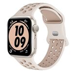 Higgs Strap Compatible with Apple Watch Straps 38mm 40mm 41mm for Women Men, Two-tone Perforations Soft Silicone Sport Strap for iWatch Ultra/Ultra 2,Series 9 8 7 6 SE 5 4 3 2 1, Starlight/Stone