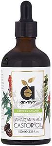 Anveya Jamaican Black Castor Oil, Cold Pressed Pure Organic, For Skin Care, Hair Growth, Eyebrows & Eye Lashes, For Men & Women, Paraben & Sulphate Free, 100ml