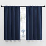 NICETOWN Thermal Insulated Curtains - Bedroom Curtains Privacy Protected Rod Pocket Curtain Panels Light Blocking (42 by 45-Inch, Navy Blue, 2 Pcs)