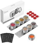 HOMGEN 8 Pack Magnetic Spice Jars Set Stainless Steel Magnetic Spice Containers 100ml/3.4oz Magnetic Spice Jars for Fridge BBQ Magnet Spice Tins Set Magnetic Spice Pots with Lids for Kitchen