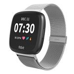 Limque Magnetic Bands Compatible with Fitbit Versa/Versa 2/Versa Lite/SE, Women Men Metal Adjustable Wristband for Fitbit Versa Smart Watch Multi-Color (Silver, Small)