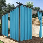 HolidayIdeas Outdoor Curtains for Patio Waterproof, 4 Panels - 54 x 84 Inch - Privacy Protection & Light Filtering Curtains Teal Grommet Outside Curtains for Porch, Gazebo, Pergola, Backyard