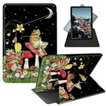 Case for 6" All-New Kindle (2022 Release) 11th Generation, 360 Degree Smart Rotating Case Swivel Stand Soft Folio Leather Cover Shell for 6-Inch Kindle E-Book Reader, Mushroom and Frog Moon Night