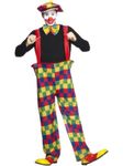 Smiffys Hooped Clown Costume, Multi-Coloured with Trousers, Hat and Bow-Tie, Circus Fancy Dress, Clown Dress Up Costumes